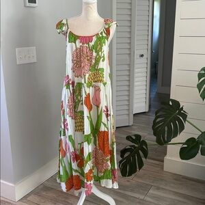 Olivia James Floral Orange green and Pink Maxi Dress